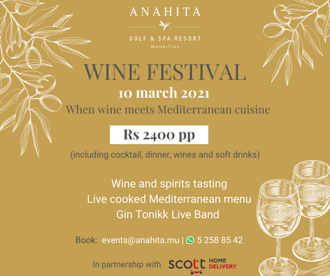 Wine Festival Dinner only (1 Pax) at Anahita Golf & Spa Resort. - Wednesday 10 March (20,000 points)